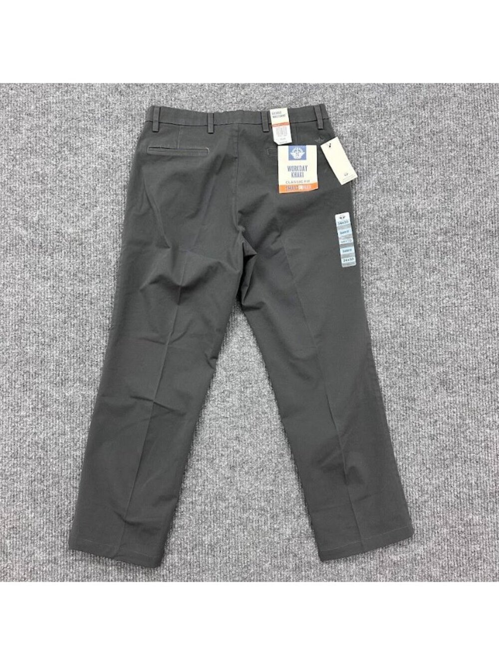 Dockers Workday Grey Khaki Classic Fit Smart Flex Pants Stretch Mens 34x30 NEW